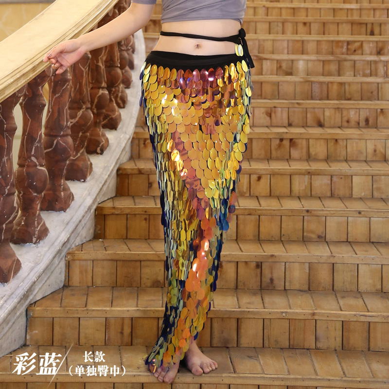 Mermaid Belly Dance Hip Scarf With Paillette/Color Blue Mermaid Belly Dance Hip Scarf With Paillette/Color Blue