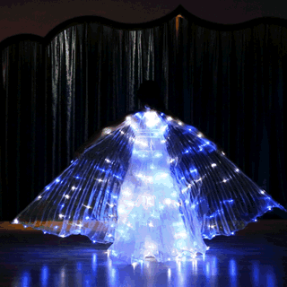Blue and white Led Isis Wing Light Up Led Dance Capes With Telescopic Stick Blue and white Led Isis Wing Light Up Led Dance Capes With Telescopic Stick