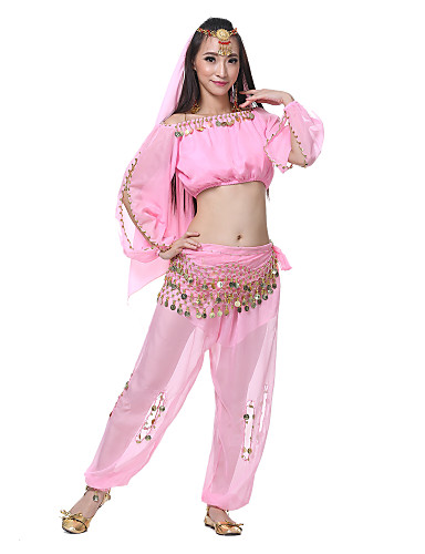 5 Pieces Dancewear Chiffon Indian Belly Dance Costumes For Ladies