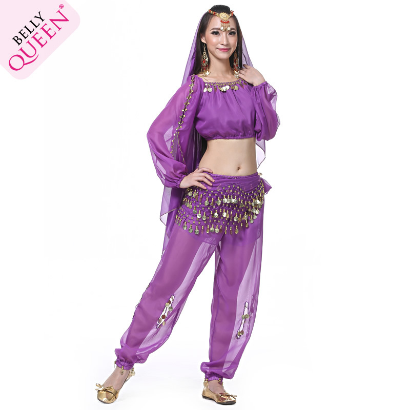 5 Pieces Dancewear Chiffon Indian Belly Dance Costumes For Ladies 5 Pieces Dancewear Chiffon Indian Belly Dance Costumes For Ladies