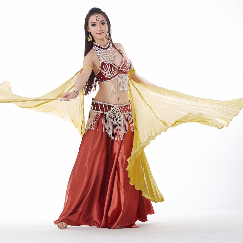 6 Pieces Dancewear Polyester Belly Dance Performance Costumes For Women 6 Pieces Dancewear Polyester Belly Dance Performance Costumes For Women