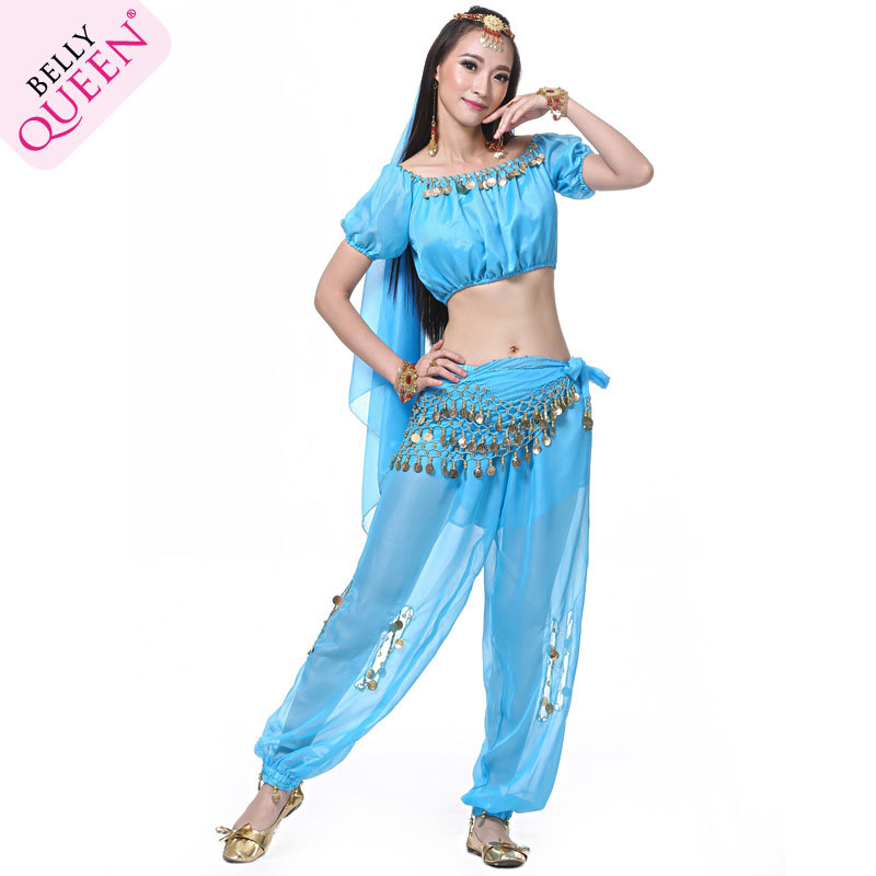 5 Pieces Dancewear Chiffon Indian Belly Dance Costumes For Ladies 5 Pieces Dancewear Chiffon Indian Belly Dance Costumes For Ladies