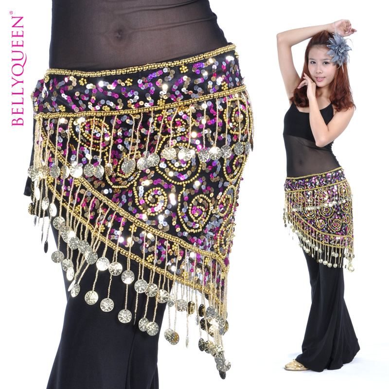 Dancewear Polyester With Beading 150 Coins Performance Belly Dance Belt For Ladies